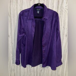 Denim & Co Purple Casual Button Down Shirt